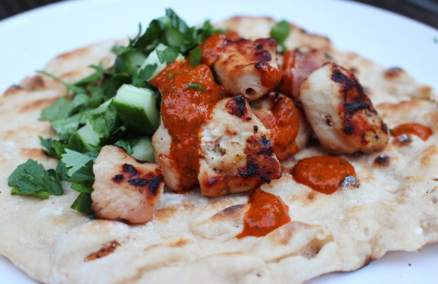 caipririnha chicken, yogurt flatbreads