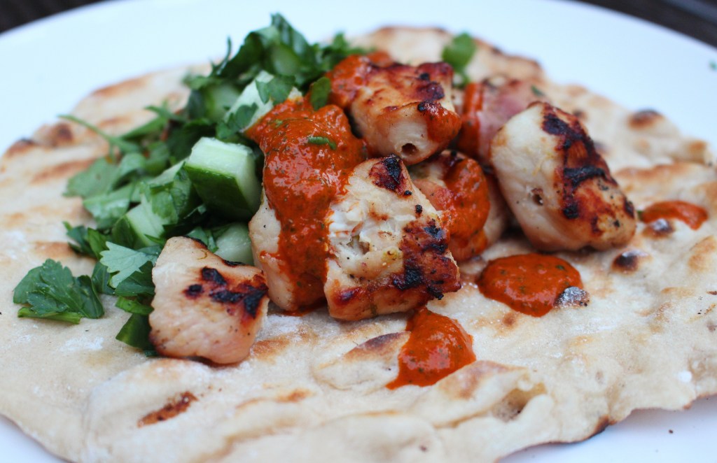 caipririnha chicken, yogurt flatbreads