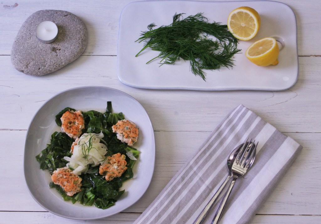Salmon, dill and fennel cakes